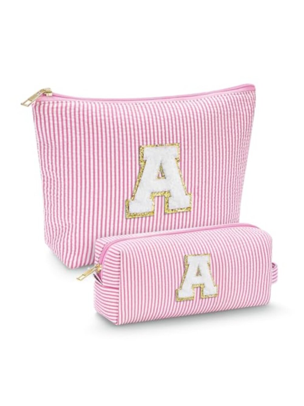 Initial Makeup Bag Chenille Letter Cosmetic Case Travel Toiletry Organizer